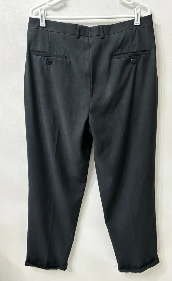 Pantalones de vestir negros para hombre talla 36x32 Claiborne plisados puños delanteros clásicos sin hierro Foto 2 de 4