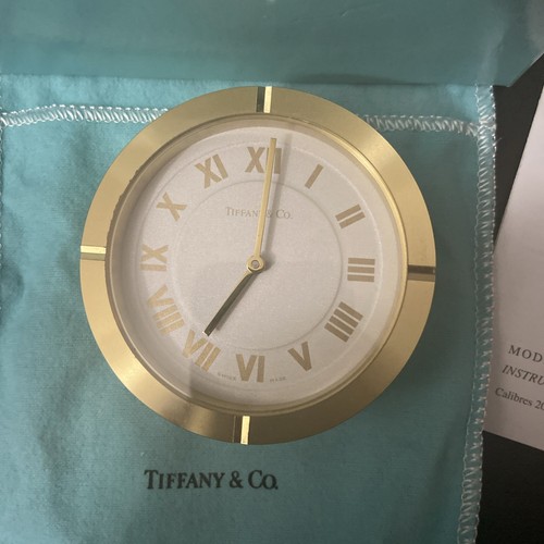 Vintage Tiffany Satin Metal Quartz Swivel Travel Alarm Clock in Original Box - Picture 4 of 7