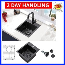 Gunmetal Black Bar Sink Drop in, 13x15 Inch Topmount RV Small Kitchen Sink, H...