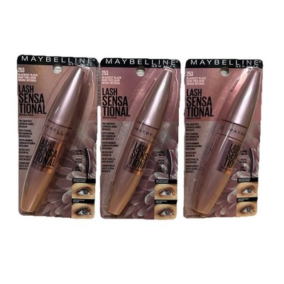 3 Maybelline New York BLACKEST BLACK #253 Lash Sensational Washable Mascara NEW