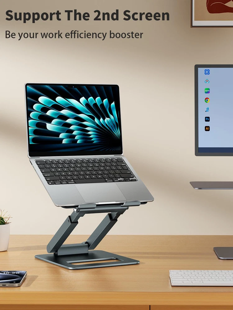 Adjustable 360 Rotating Telescopic Laptop Stand for Desk Pull Out Design