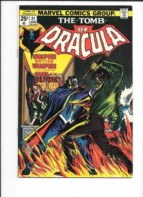 #ad Tomb of Dracula #21 F VF 7.0 BLADE the VAMPIRE SLAYER DR. SUN vs DRACULA 1974 $48.99