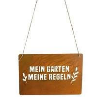 "Riffelmacher Schild Metall Zum HäNgen \"Mein Garten, Meine Regeln\" Rostfarben 30"