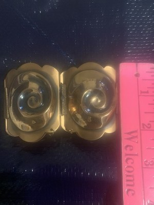 RARE Vintage Whiting And Davis Large Copper Swirl Panelled Bracelet With Chain