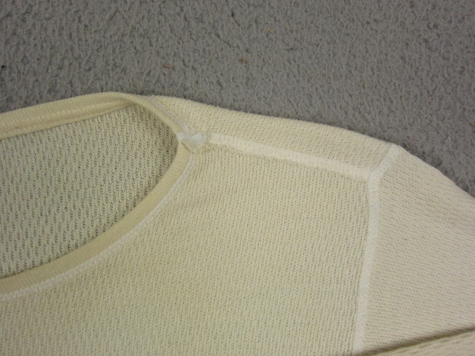 Vintage Shirt Adult Medium Creme Thermal Waffle Knit Soft Tee Crew Mens 70s - Image 4 of 4