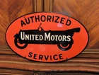 Vintage Large United Motor Service Delco Dealer Porcelain Metal Sign
