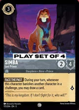 Simba - Lost Prince 173⚙️Play set of 4⚙️.Lorcana Shimmering Skies