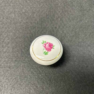 1-1/2'' White Ceramic With Rose and Gold Ring Knob