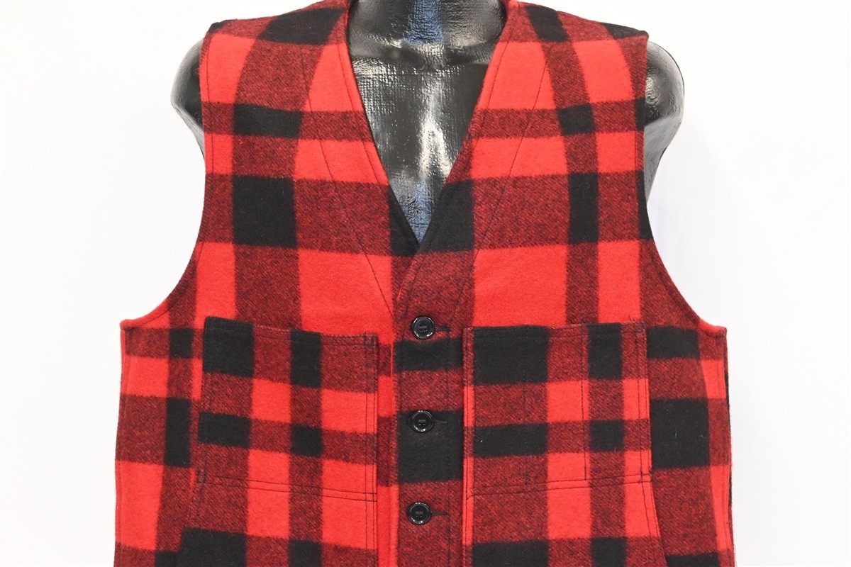 vintage 90s FILSON RED BLACK CHECK PLAID STYLE 20 MACKINAW WOOL