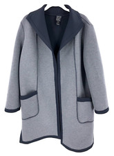 Clara Sun Woo Womens Neoprene Open Front Coatigan Size M Long Jacket Coat Gray