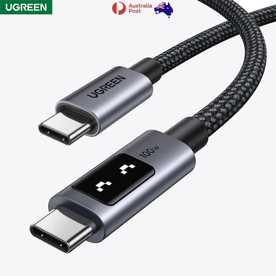 1M UGREEN Uno 100W USB C to USB C Cable Fast Charging with LED Display PD 3.0