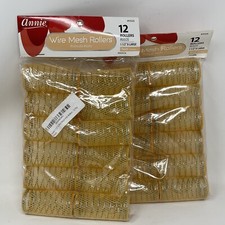 Annie Wire Mesh Hair Rollers 1 1/2  Extra Large Orange 12 Pack New Lot Of 2