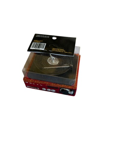NWT Glitter Robert Stanley Glass Red Record Player Christmas Tree Ornament - Picture 2 of 10