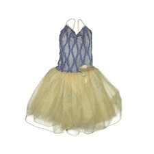 Girl Weissman Blue Lattice Gold Ballet Tutu Skirt Dance Dress Costume Size MC