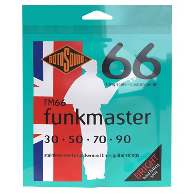 Rotosound FM66 Funkmaster Stainless Steel Bass Guitar Strings; gauges 30-90