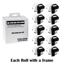 10Rolls 62mmx100mm White Paper Shipping 300 Labels DK-1202 For Brother QL-710W