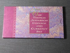 1993 90% SILVER DOLLAR & $2 BILL THOMAS JEFFERSON US COINAGE  CURRENCY SET W/COA