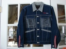 Fubu Xcii Womens Dark Blue Denim Jean Jacket Button Down Size S Small 8-10 Nwt