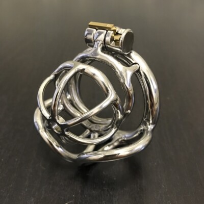 Stainless Steel Male Chastity Cage Device Men Metal Lock Belt Anti-Off Clamp 285
