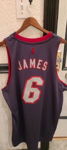 RARE VTG NBA Adidas Miami Heat LeBron James Jersey 6 SEWN Mens Large Gray - Picture 7 of 9