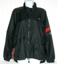 90s Nike XL Lined Windbreaker Jacket Black Tag Full Zip Black Red Gray Stripes