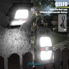 Solar Clip Lights Motion Sensor Powerful LED Wall Fence Floodlight Waterproof