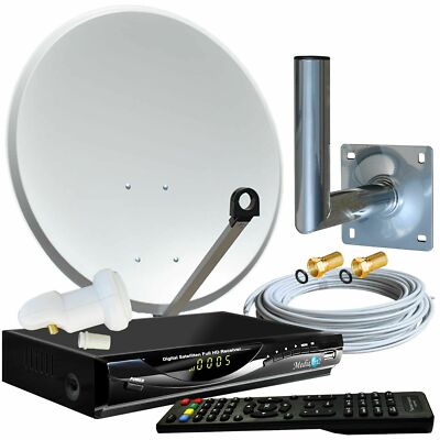 2-TV Full HDTV Sat-Anlage 90cm Gibertini ALU Spiegel Twin LNB 2x HD Sat- Receiver