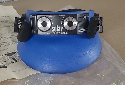 VTG 1984 Solar Powered FM Sport Visior Radio Blue-J - Picture 2 of 7