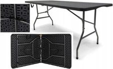 BDW Klapptisch Koffer-Tisch Schwarz Eckig Metallbeinen Kunststoffplatte 180x75cm