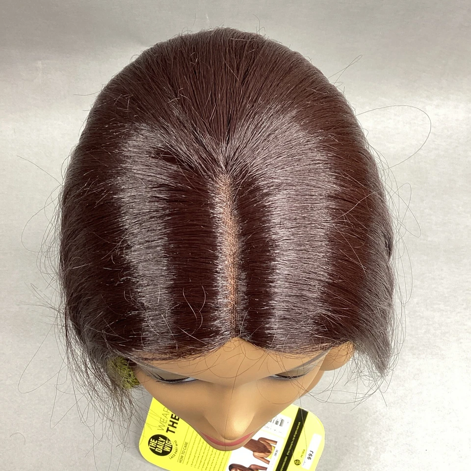 Peluca Moira Larga Recta #99J Ciruela Oscura Premium Parte Encaje Sintético Foto 3 de 4