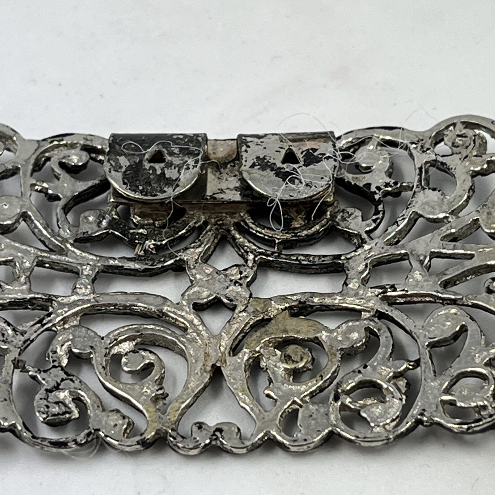 Vintage Silver Tone Ornate Shoe Clips Buckle Metal Pair Rectangle Set Of 2