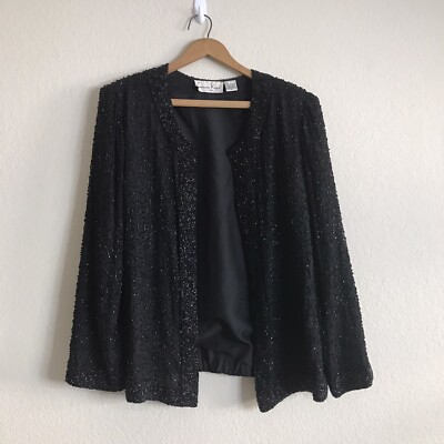 Beaded Jacket Evening Jacket Womens Vintage Laurence Kazar Black