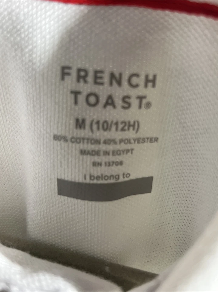 French Toast White Polo Shirt Short Sleeve Button Collar Youth Kid's 10/12Medium - Image 3 of 4