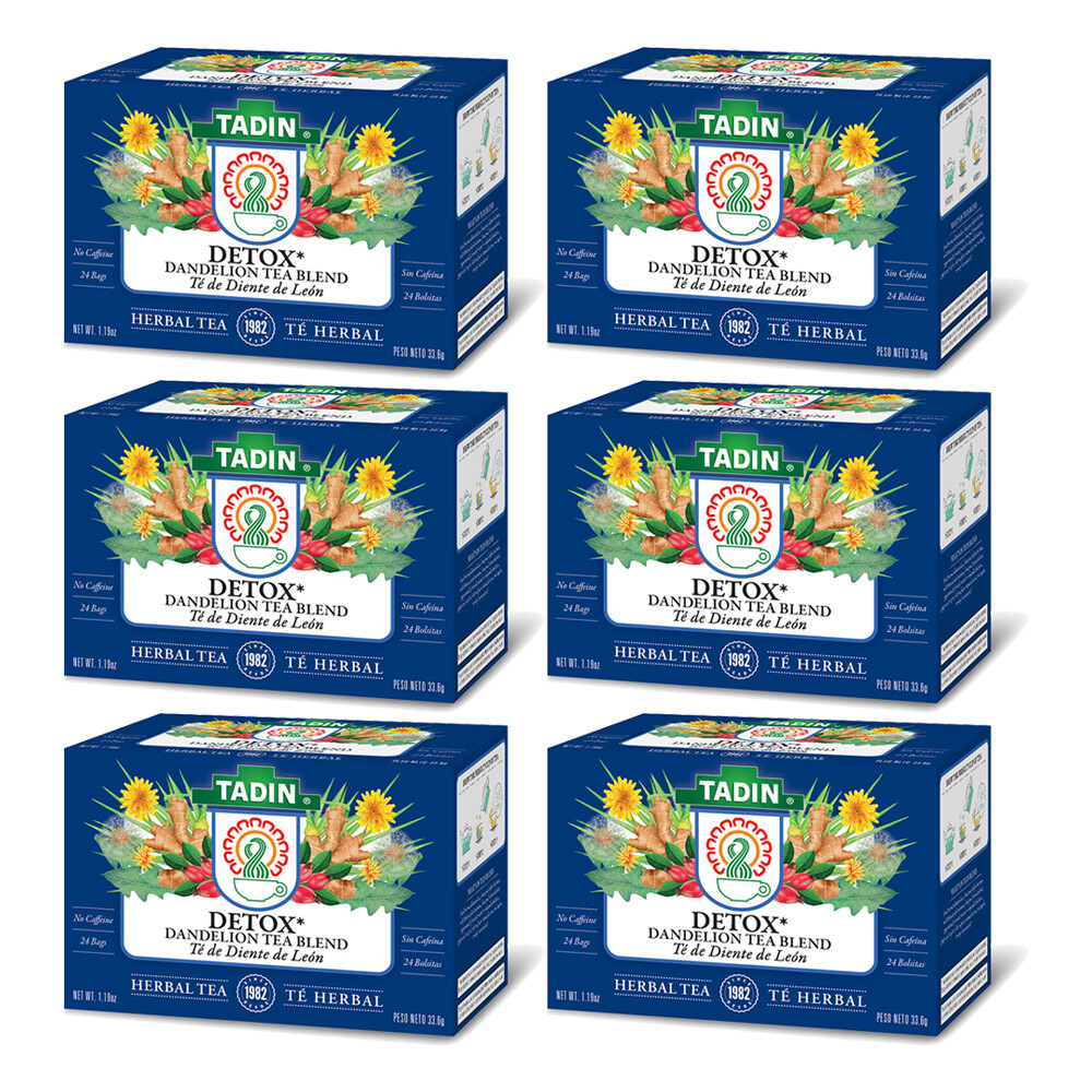 Tadin Dandelion Root Detox Tea Blend. Caffeine Free. 24 Bags. 1.19 oz. Pack of 6