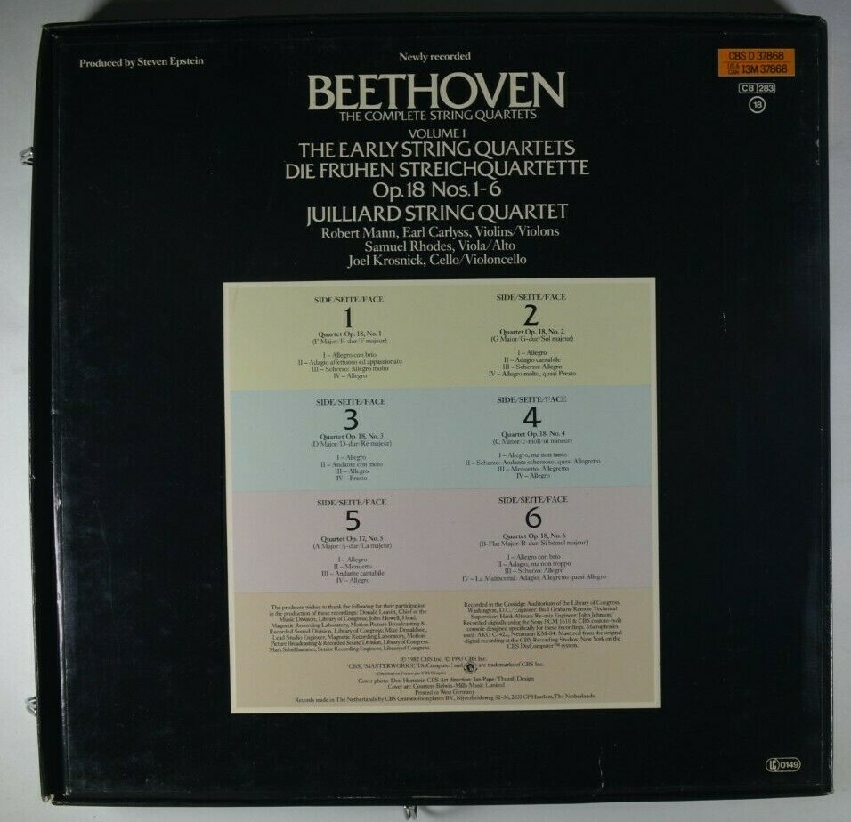 Beethoven, Juilliard String Quartet Complete String Quartets V. 1