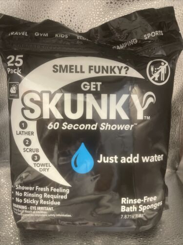 Skunky Disposable Rinse-Free Bathing Sponge Wipes, AS-SEEN-ON-TV, Cleans without