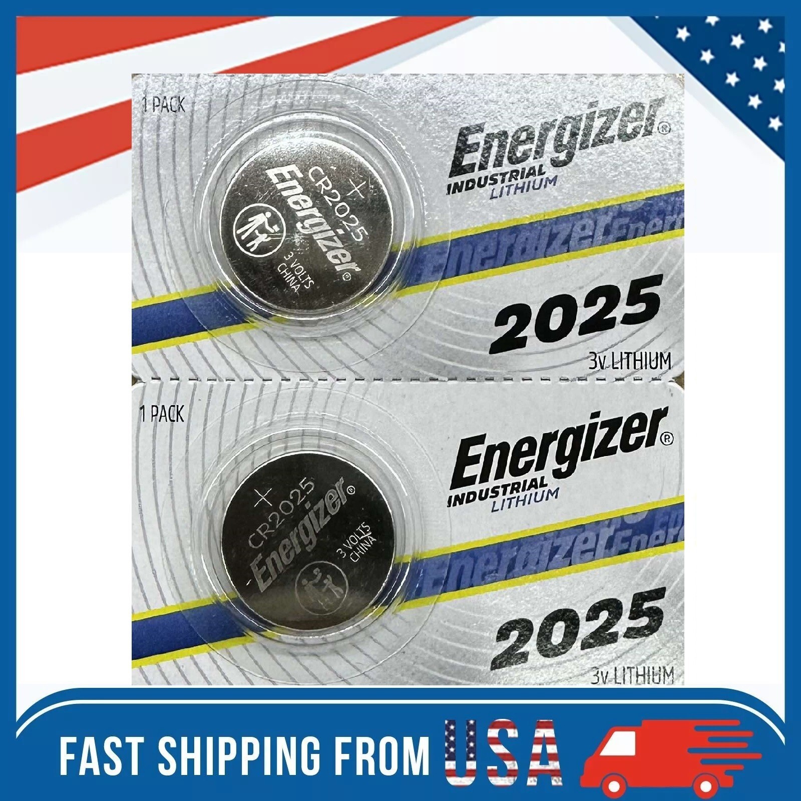 2 Pieces Fresh Energizer ECR CR 2025 Lithium 3V Coin Cell Battery CR2025 ECR2025