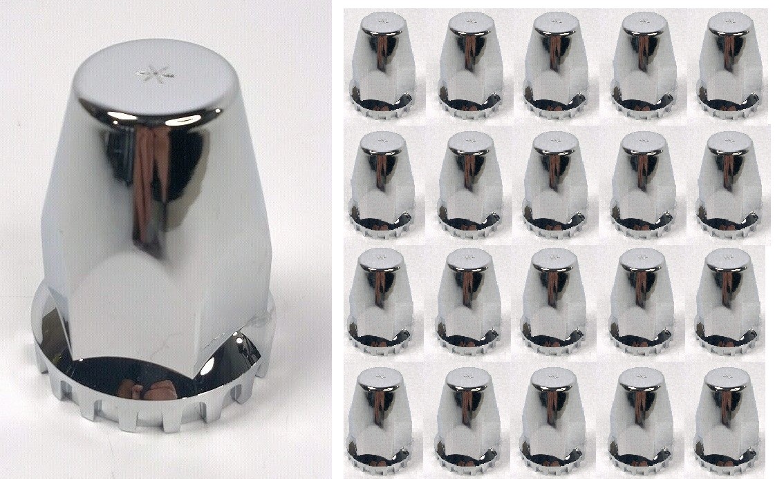 (Set/20) Threaded 33MM Chrome Lug Nut Covers for Peterbilt Kenworth