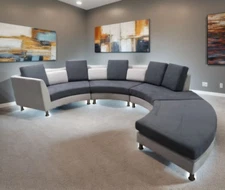 5-Piece Round Microfiber Sectional Sofa Set S406M (Custom made options)