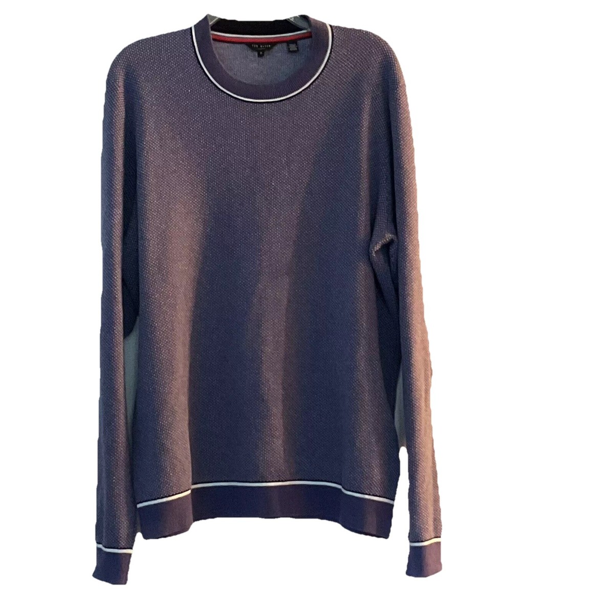 Ted Baker Mens Grouse Textured Crewneck Sweater Striped Pullover