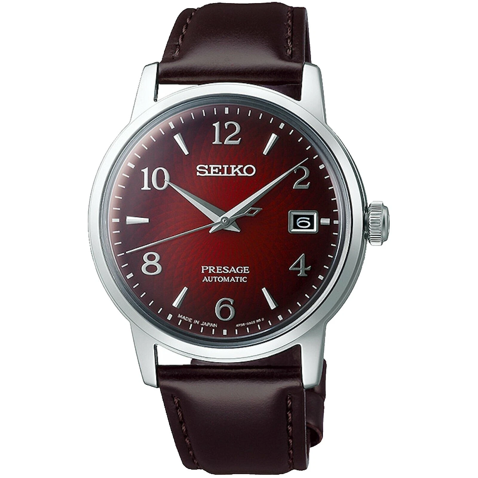 Кожаные наручные часы Seiko с индикатором даты