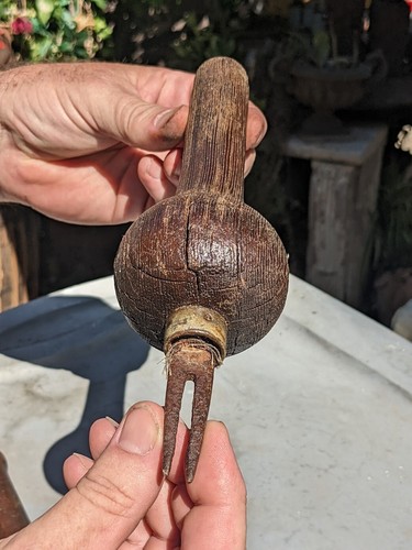 weed puller vintage 2 pair gardening flower primitive wood bulb plomb hand tool - Picture 10 of 10