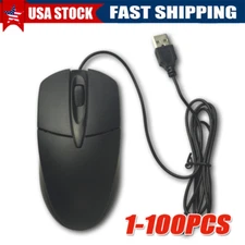 USB 2.0 Optical Wired Scroll Wheel Mouse PC Laptop Notebook Desktop Black Lot