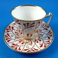 Red and Gold Design Royal Chelsea Tea Cup and Saucer Set