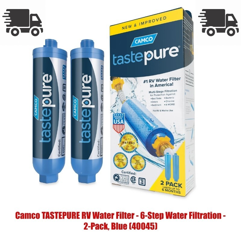 Camco TASTEPURE 6-Step RV Water Filter 2-Pack Blue 40045
