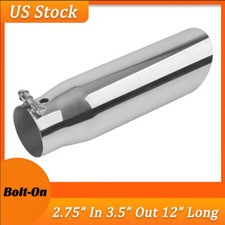 Stainless Steel Exhaust Tip Angle Cut - 2.75 Inlet - 3.5 Outlet -12 Long Pipe