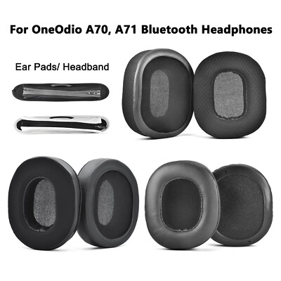 2Pcs Ear Pads Cushions / Headband Replace For OneOdio A70, A71 Bluetooth Headset