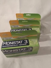 Fresh THREE PACKS of MONISTAT-3 Vaginal cream, 3-day Treatment.EXP. 10/2026