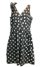Signature by Robbie Bee Retro 50's Vintage Grey White Polka Dot Dress Size 8