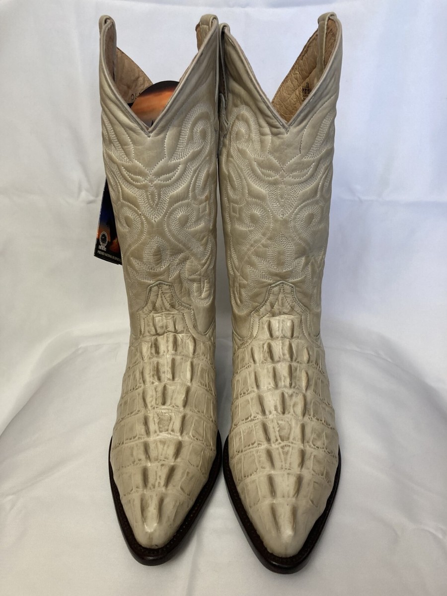 PISTOLERO BOOTS/ 9 EE / BONE GENUINE LEATHER /CAIMAN TAIL PRINT